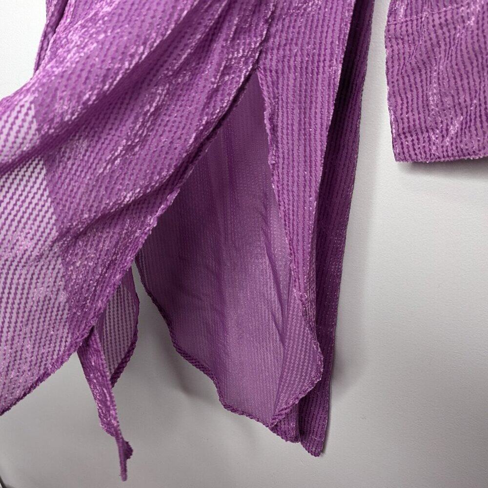 Anthropologie Akemi Kin Orchid Purple Velvet Striped Tunic Duster Long Sleeve M - Picture 7 of 7